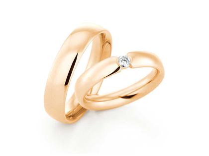 Christian Bauer Trauring Paar Nr.  44 Roségold – Ringe Trauring mit Besatz aus 750 Rotgold.