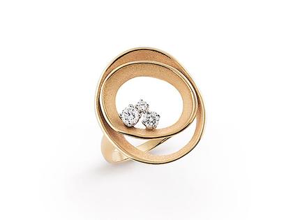Cammilli Firenze Dune Solar Ring Orange Apricot mit Brillanten 0,190ct – Ringe Ring mit Besatz aus 750 Gelbgold.