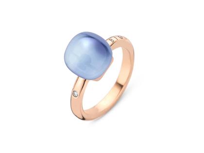 Bigli Mini Sweety "Lapis Dream" Ring Roségold Gr. M mit Brillant 0,020ct – Ringe Ring mit Besatz aus 750 Rotgold.