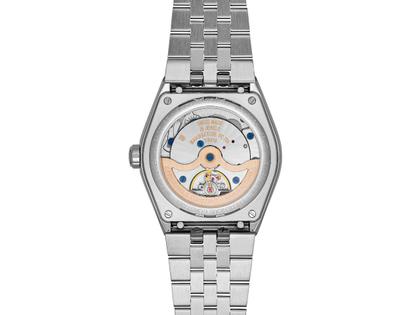 Frederique Constant Highlife Moonphase Date Manufacture Automatik Edelstahl 39mm beiges Zifferblatt Metallband und blaues Lederband – Herrenuhren Uhr mit Datum aus Edelstahl und Leder. Das Gehäuse ist rund und silber. Das Edelstahlarmband ist silber. Das Zifferblatt ist ein Index in beige. – Ansicht 3
