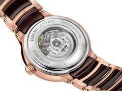 Rado Centrix Diamonds Automatik Edelstahl Roségold-PVD 30,5mm braunes Zifferblatt Metallband – Damenuhren Uhr mit Datum aus Edelstahl, Keramik und PVD beschichtet. Das Gehäuse ist rund und roségold. Das Keramikarmband ist braun. Das Zifferblatt ist ein Index in braun. – Ansicht 4