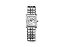 Longines DolceVita   Mini Quarz Edelstahl 22x29mm silbernes Zifferblatt mit Brillanten Metallband – Damenuhren Uhr ohne Datum aus Edelstahl. Das Gehäuse ist rechteckig und silber. Das Edelstahlarmband ist silber. Das Zifferblatt ist römisch und silber.