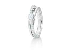 Capolavoro Magnifico Ring  schmal Weißgold mit Brillanten und Solitair – Ringe Ring mit Besatz aus 750 Weißgold.