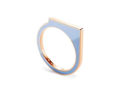 Niessing Setario Square Ring Classic Red mit hell-dunkelblauer Emaille – Ringe Ring aus 750 Rotgold, Emaille und und .