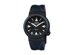 Mühle Glashütte S.A.R. Rescue-Timer Edition 1994 Automatik Edelstahl Schwarz-PVD 42mm schwarzes Zifferblatt blaues Kautschukband – Herrenuhren Uhr mit Datum aus Edelstahl, Kautschuk und PVD beschichtet. Das Gehäuse ist rund und schwarz. Das Kautschuk / Kunststoff / Silikon Armband ist blau. Das Zifferblatt ist ein Index in schwarz.