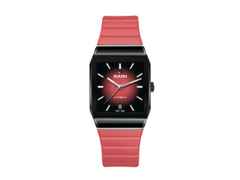 Rado Anatom Automatik Keramik 32,5mm schwarz-rotes Zifferblatt rotes Kautschukband – Damenuhren Uhr mit Datum aus Edelstahl, Kautschuk, Keramik und PVD beschichtet. Das Gehäuse ist rechteckig und schwarz. Das Kautschuk / Kunststoff / Silikon Armband ist rot. Das Zifferblatt ist ein Index in rot.