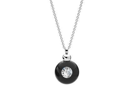 Schmuckwerk Glasklar Collier Platin mit Glaskugelanhänger 1 Brillant 0,30 ct – Halsschmuck Kette mit Anhänger aus 950 Platin.