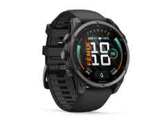 Garmin Fenix 9 faserverstärktes Polymer 47mm digitales Display schwarzes Silikonband – Herrenuhren Uhr Multifunktion aus Kautschuk, Kunststoff und Titan. Das Gehäuse ist rund und grau. Das Kautschuk / Kunststoff / Silikon Armband ist schwarz. Das Zifferblatt ist digital und schwarz. – Ansicht 5