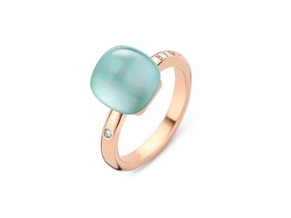 Bigli Mini Sweety "Turquoise Sea" Ring Roségold Gr. M mit Brillant 0,020ct – Ringe Ring mit Besatz aus 750 Rotgold.