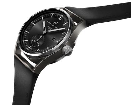 Porsche Design Sport Chrono Subsecond 42 Titan schwarzes Lederband – Herrenuhren Uhr mit Datum aus Titan. Das Gehäuse ist rund und silber. Das Lederarmband ist schwarz. Das Zifferblatt ist ein Index in schwarz. – Ansicht 3
