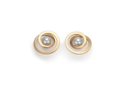 Angela Hübel Pirouette Ohrstecker Roségold mit Südseeperlen – Ohrschmuck Ohrstecker aus 750 Rotgold.