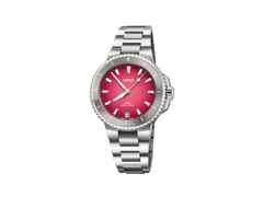 Oris Aquis Date Taste of Summer Automatik Edelstahl 36,5mm pinkes Zifferblatt Metallband – Damenuhren Uhr mit Datum aus Edelstahl und Keramik. Das Gehäuse ist rund und silber. Das Edelstahlarmband ist silber. Das Zifferblatt ist ein Index in pink.