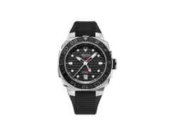 Alpina Seastrong Diver Extreme Automatic GMT Edelstahl 39mm schwarzes Zifferblatt schwarzes Kautschukband – Herrenuhren Uhr mit Datum aus Edelstahl und Kautschuk. Das Gehäuse ist rund und silber. Das Kautschuk / Kunststoff / Silikon Armband ist schwarz. Das Zifferblatt ist ein Index in schwarz.
