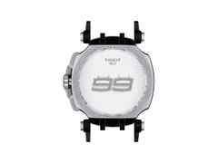 Tissot T-Race MotoGP               2020 / 2021 Chronograph Limited Edition Jorge Lorenzo Quarz – Herrenuhren Chronograph aus Edelstahl und PVD beschichtet. Das Gehäuse ist rund und silber. Das Lederarmband ist schwarz. Das Zifferblatt ist ein Index in schwarz. – Ansicht 3