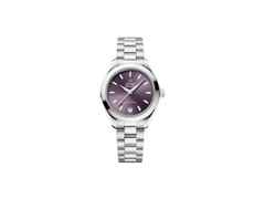 Omega Seamaster Aqua Terra 150M Automatik Edelstahl 30mm violettes Zifferblatt Metallband – Damenuhren Uhr mit Datum aus Edelstahl. Das Gehäuse ist rund und silber. Das Edelstahlarmband ist silber. Das Zifferblatt ist ein Index in lila.