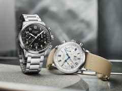Glashütte Original Senator Chronograph Automatik Edelstahl 41mm weißes Zifferblatt beiges Textilband – Herrenuhren Chronograph aus Edelstahl. Das Gehäuse ist rund und silber. Das Textilarmband ist beige. Das Zifferblatt ist römisch Index und silber. – Ansicht 5