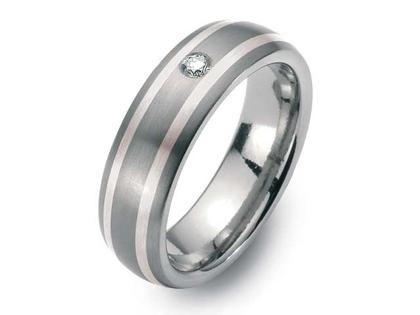 TitanFactory Titanring Nr. 05 mit Brillant – Ringe Trauring mit Besatz aus 950 Platin, Titan und und .