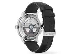 Montblanc Star Legacy Nicolas Rieussec Monopusher Automatik Chronograph Meisterstück 100 Jahre Limited Edition – Herrenuhren Chronograph aus Edelstahl. Das Gehäuse ist rund und silber. Das Lederarmband ist schwarz. Das Zifferblatt ist arabisch und schwarz. – Ansicht 4