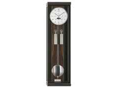 Erwin Sattler Seilzug Regulator Wanduhr Classica KS 100 M schwarz Makassar – Großuhren Wanduhr aus . Das Gehäuse ist rechteckig und schwarz. Das Zifferblatt ist römisch und silber.