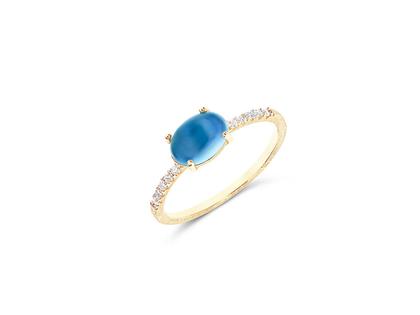 Nanis Dancing in the Rain Azure Ring Gelbgold London  Blue Topas mittel – Ringe Ring mit Besatz aus 750 Gelbgold. – Ansicht 2