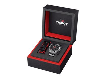 Tissot PR 100 Vuelta Chronograph Quarz Edelstahl 40mm schwarzes Zifferblatt Metallband – Herrenuhren Chronograph aus Edelstahl. Das Gehäuse ist rund und silber. Das Edelstahlarmband ist silber. Das Zifferblatt ist ein Index in schwarz. – Ansicht 8