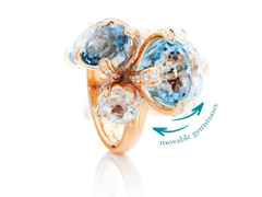 Capolavoro Capriccio Ring Roségold  Sky Blue Topas, London Blue Topas, Bergkristall – Ringe Ring mit Besatz aus 750 Rotgold. – Ansicht 3