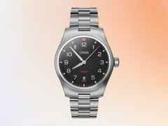 Oris ProPilot Date Automatik Edelstahl 41mm schwarzes Zifferblatt Metallband – Herrenuhren Uhr mit Datum aus Edelstahl. Das Gehäuse ist rund und silber. Das Edelstahlarmband ist silber. Das Zifferblatt ist arabisch und schwarz. – Ansicht 8