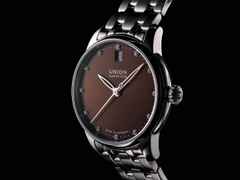 Union Glashütte Seris  Datum Damenuhr braunes Zifferblatt und Brillanten Edelstahlband – Damenuhren Uhr mit Datum aus Edelstahl und Leder. Das Gehäuse ist rund und silber. Das Edelstahlarmband ist silber. Das Zifferblatt ist ein Index in braun. – Ansicht 3