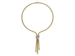 Fope FlexIt Solo Collier Gelbgold mit Brillanten Pave – Halsschmuck Collier aus 750 Gelbgold.