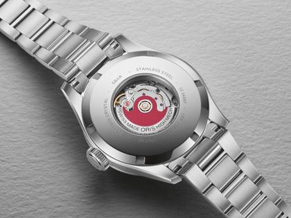 Oris Big Crown Automatik Edelstahl 34mm beiges Zifferblatt Metallband – Damenuhren Uhr ohne Datum aus Edelstahl. Das Gehäuse ist rund und silber. Das Edelstahlarmband ist silber. Das Zifferblatt ist ein Index in beige. – Ansicht 5