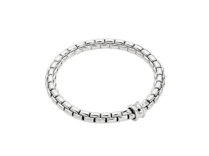 Fope Eka Flex'It Men Armband  mittel Weißgold M 1 Ronde mit Brillant 0,020ct schwarz flexibel – Armschmuck Armband aus 750 Weißgold.