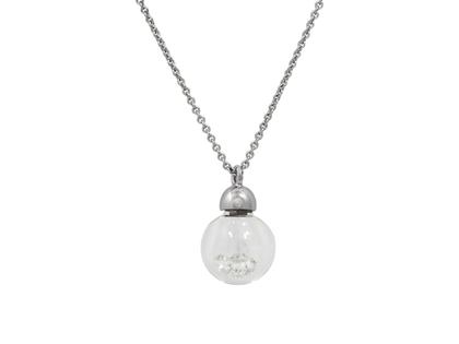 Schmuckwerk Glasklar Kugel Collier Edelstahl – Halsschmuck Kette mit Anhänger aus Edelstahl.