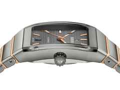 Rado Anatom Automatik Keramik 32,5mm graues Zifferblatt graues Keramikband – Damenuhren Uhr mit Datum aus Edelstahl, Keramik und PVD beschichtet. Das Gehäuse ist rechteckig und grau. Das Keramikarmband ist grau. Das Zifferblatt ist ein Index in grau. – Ansicht 3