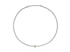 Fope Eka Tiny Collier Weißgold 43cm mit 1 Roségold-Ronde und Brillanten 0,12ct – Halsschmuck Collier aus 750 Rotgold, 750 Weißgold und und .