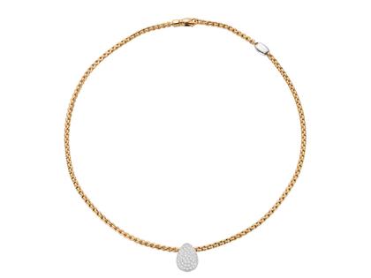 Fope Eka Tiny Collier Gelbgold schmal tropfenförmig  Pavé – Halsschmuck Collier aus 750 Gelbgold, 750 Weißgold und und .