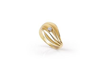 Cammilli Firenze Velaa Star Ring Yellow Sunrise Gold 4reihig mit Brillant 0,080ct – Ringe Ring mit Besatz aus 750 Gelbgold.