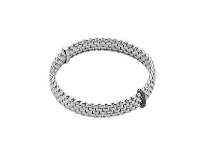 Fope Panorama Flex'It Men Armband   schmal Weißgold M mit schwarzen Brillanten 0,080ct flexibel – Armschmuck Armband aus 750 Weißgold und und rhodiniert.
