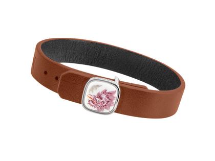 Meissen Lederarmband Ming-Drache Purpur schwarz / braun – Armschmuck Armband aus 925 Silber und und rhodiniert. – Ansicht 2
