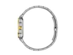 Gucci G-Flat Quarz Edelstahl 36mm silbernes Zifferblatt Metallband YA166403 – Herrenuhren Uhr mit Datum aus Edelstahl und vergoldet. Das Gehäuse ist rechteckig und silber-gelbgold. Das Edelstahlarmband ist silber. Das Zifferblatt ist römisch Index und grau. – Ansicht 3