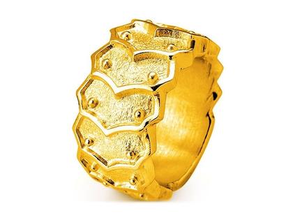 Drachenfels Design Sternenglanz und Schattentanz Ring Rüstung Bandring gelbgoldplattiert – Ringe Ring aus 925 Silber.