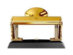 El Casco Locher aus Stahl schwarz und vergoldet – Büroaccessoires Locher in gelbgold und vergoldet. – Ansicht 4