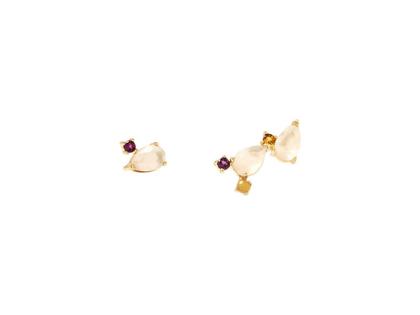 PDPAOLA Citric Petite Ohrstecker Silber vergoldet mit Farbsteinen – Ohrschmuck Ohrstecker aus 750 Gelbgold, 925 Silber vergoldet und und .