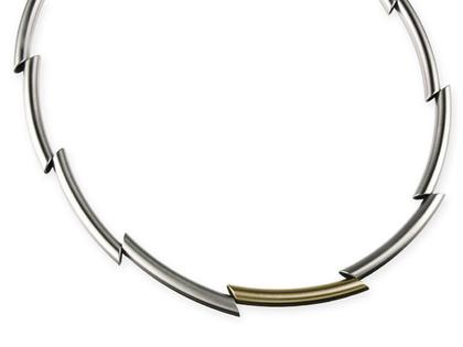 Ernstes Design K82 Collier – Halsschmuck Collier aus Edelstahl und und vergoldet.