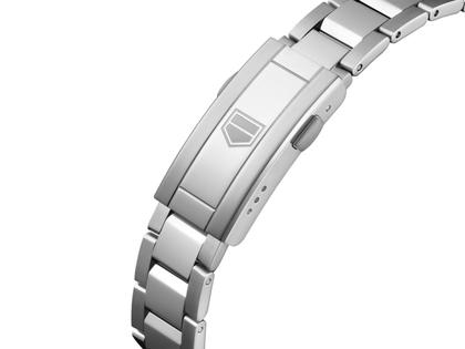 TAG Heuer Aquaracer Professional 200 Date Automatik Edelstahl 30mm pinkes Zifferblatt Metallband – Damenuhren Uhr mit Datum aus Edelstahl. Das Gehäuse ist rund und silber. Das Edelstahlarmband ist silber. Das Zifferblatt ist ein Index in pink. – Ansicht 5