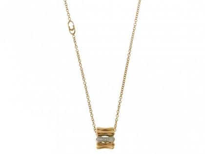 Chimento Bamboo Over Collier Roségold gleichlaufend mit Brillanten 0,066ct – Halsschmuck Kette mit Anhänger aus 750 Rotgold, 750 Weißgold und und .