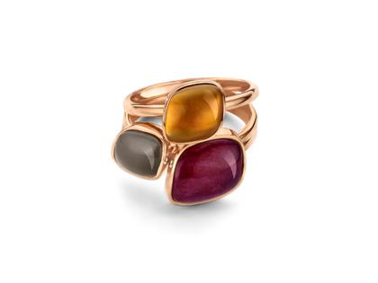 Bigli Mini Chloé Ring Roségold  Mondstein mit Perlmutt und Brillant 0,020ct – Ringe Ring mit Besatz in roségold und aus 750 Rotgold. – Ansicht 3