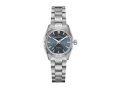 Hamilton Jazzmaster Performer Auto Edelstahl 34mm blaues Zifferblatt Metallband – Damenuhren Uhr ohne Datum aus Edelstahl. Das Gehäuse ist rund und silber. Das Edelstahlarmband ist silber. Das Zifferblatt ist ein Index in blau.