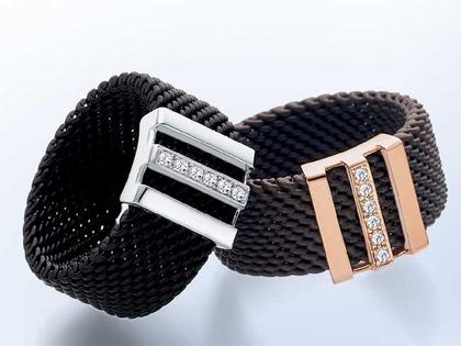 Cédé Creation Milanaise Damenring – Ringe Ring mit Besatz aus 750 Rotgold.
