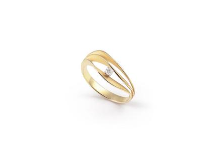 Cammilli Firenze Velaa Star Ring Yellow Sunrise Gold 3reihig mit Brillant 0,050ct – Ringe Ring mit Besatz aus 750 Gelbgold.