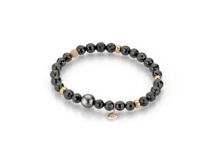 Gellner Urban Big Bang Armband Spinell schwarz mit Roségold und Tahitiperle – Armschmuck Armband in schwarz und aus 750 Rotgold.